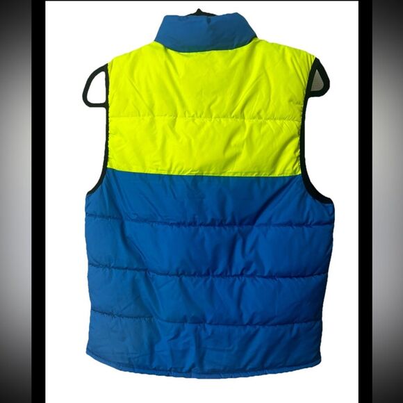 Gap Kids Size XL Puffer Vest Coat Blue Yellow Water Resistant Zippered W/pockets - Picture 2 of 10
